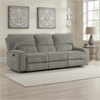 Neo 99 Inch Manual Double Recliner Sofa- 3 Seater Soft Gray Chenille Fabric