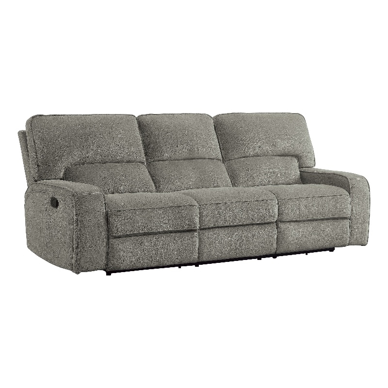 Neo 99 Inch Manual Double Recliner Sofa- 3 Seater Soft Gray Chenille Fabric