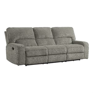 Neo 99 Inch Manual Double Recliner Sofa- 3 Seater Soft Gray Chenille Fabric