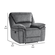 Muir 38 Inch Manual Recliner Chair- Tufted Back Gray Microfiber- Solid Wood