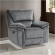 Muir 38 Inch Manual Recliner Chair- Tufted Back Gray Microfiber- Solid Wood