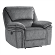 Muir 38 Inch Manual Recliner Chair- Tufted Back Gray Microfiber- Solid Wood