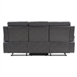 Jolo Manual Recliner Sofa- Drop Table- 82 Inch- Gray Faux Leather