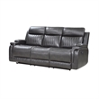 Jolo Manual Recliner Sofa- Drop Table- 82 Inch- Gray Faux Leather
