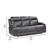 Jolo Manual Recliner Sofa- Drop Table- 82 Inch- Gray Faux Leather