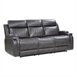Jolo Manual Recliner Sofa- Drop Table- 82 Inch- Gray Faux Leather