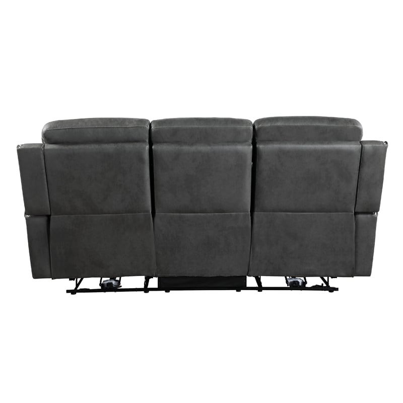 Gimo Dual Manual Recliner Sofa- Dark Gray Microfiber- 82 Inch