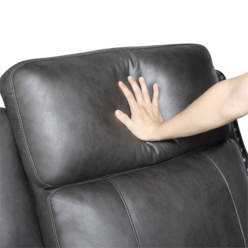 Gimo Dual Manual Recliner Sofa- Dark Gray Microfiber- 82 Inch