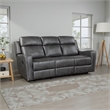 Gimo Dual Manual Recliner Sofa- Dark Gray Microfiber- 82 Inch