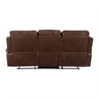 Dean 87 Inch Dual Manual Recliner Sofa- Cupholders- Brown Faux Leather
