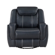 Louise 40 Inch Swivel Glider Manual Recliner Chair- Blue Faux Leather