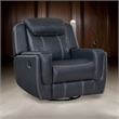 Louise 40 Inch Swivel Glider Manual Recliner Chair- Blue Faux Leather