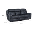 Louise 86 Inch Dual Manual Recliner Blue Faux Leather Sofa- Drop Down Table