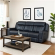 Louise 86 Inch Dual Manual Recliner Blue Faux Leather Sofa- Drop Down Table