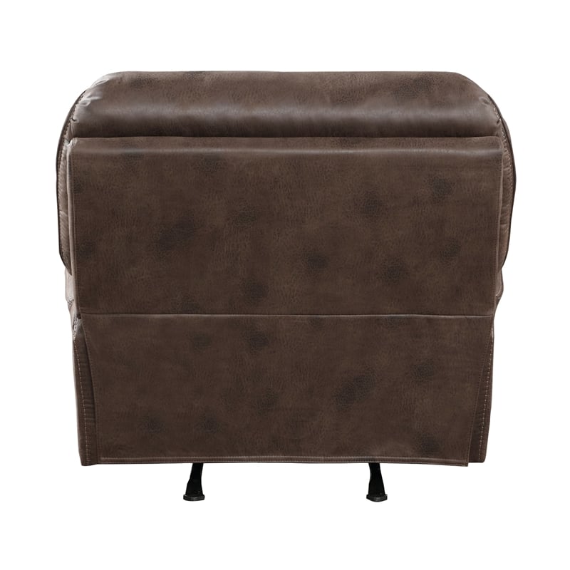Tony 45 Inch Manual Recliner Chair- Cushioned Brown Microfiber- Solid Wood