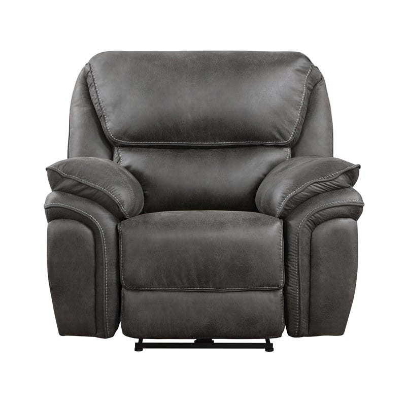Tony 40 Inch Power Recliner Chair- Gray Microfiber- Solid Wood- USB Port