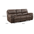 Tony 90 Inch Double Manual Recliner Sofa- Brown Microfiber- Solid Wood