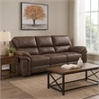Tony 90 Inch Double Manual Recliner Sofa- Brown Microfiber- Solid Wood