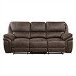 Tony 90 Inch Double Manual Recliner Sofa- Brown Microfiber- Solid Wood