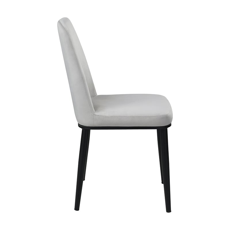 Lane 23 Inch Side Dining Chair- Gray Velvet- Armless- Black Metal- Set of 2