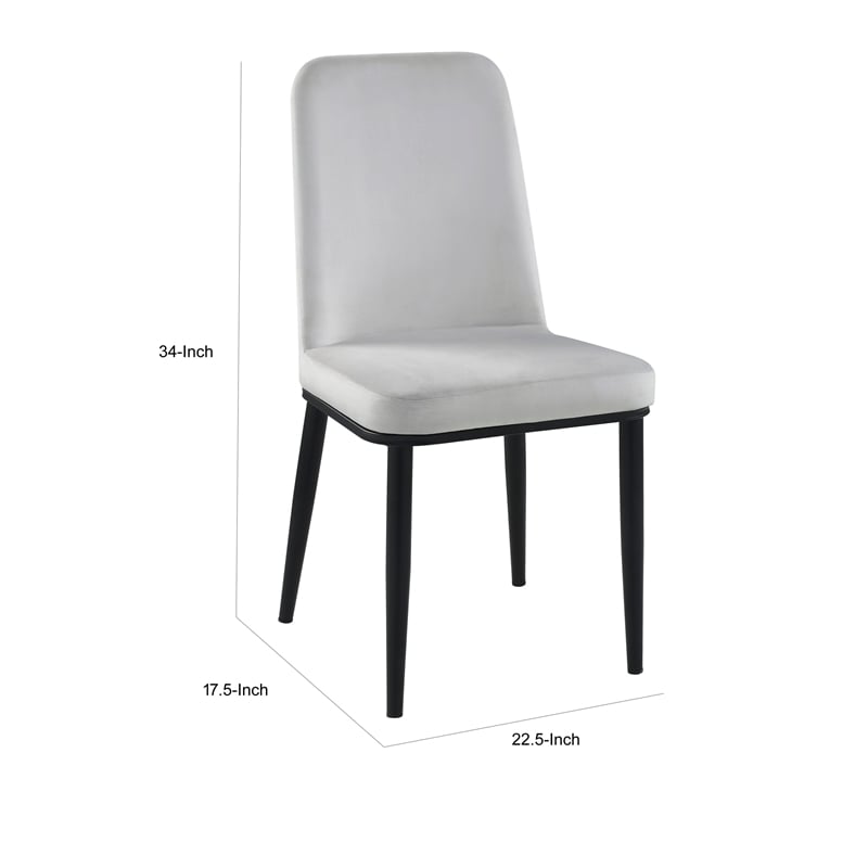 Lane 23 Inch Side Dining Chair- Gray Velvet- Armless- Black Metal- Set of 2