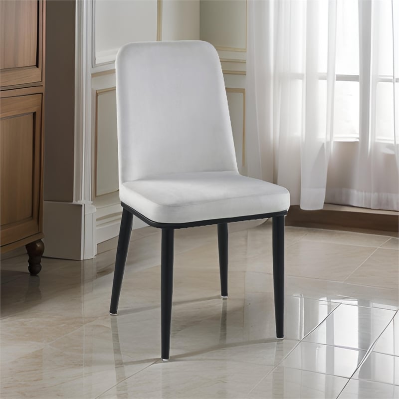 Lane 23 Inch Side Dining Chair- Gray Velvet- Armless- Black Metal- Set of 2