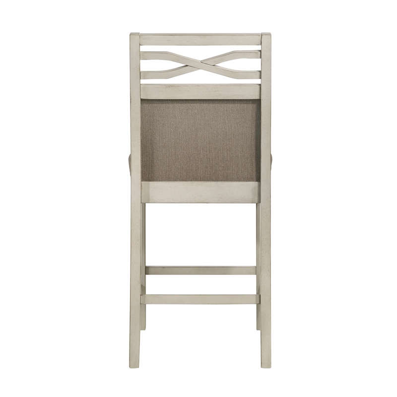 Marie 26 Inch Counter Height Chair- Khaki Fabric Seat- Back- Beige- Set of 2