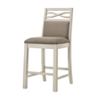Marie 26 Inch Counter Height Chair- Khaki Fabric Seat- Back- Beige- Set of 2