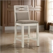 Marie 26 Inch Counter Height Chair- Khaki Fabric Seat- Back- Beige- Set of 2