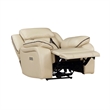 Millie 40 Inch Power Recliner Chair- Beige Faux Leather- Solid Wood- Metal
