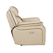 Millie 40 Inch Power Recliner Chair- Beige Faux Leather- Solid Wood- Metal