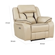 Millie 40 Inch Power Recliner Chair- Beige Faux Leather- Solid Wood- Metal