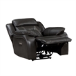 Millie 40 Inch Power Recliner Chair- Dark Gray Faux Leather- Solid Wood