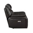 Millie 40 Inch Power Recliner Chair- Dark Gray Faux Leather- Solid Wood