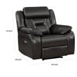 Millie 40 Inch Power Recliner Chair- Dark Gray Faux Leather- Solid Wood