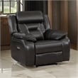 Millie 40 Inch Power Recliner Chair- Dark Gray Faux Leather- Solid Wood