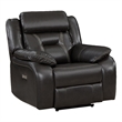 Millie 40 Inch Power Recliner Chair- Dark Gray Faux Leather- Solid Wood