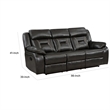 Millie 86 Inch Manual Dual Recliner Sofa- Cushioned Dark Gray Faux Leather