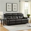 Millie 86 Inch Manual Dual Recliner Sofa- Cushioned Dark Gray Faux Leather