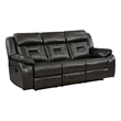 Millie 86 Inch Manual Dual Recliner Sofa- Cushioned Dark Gray Faux Leather