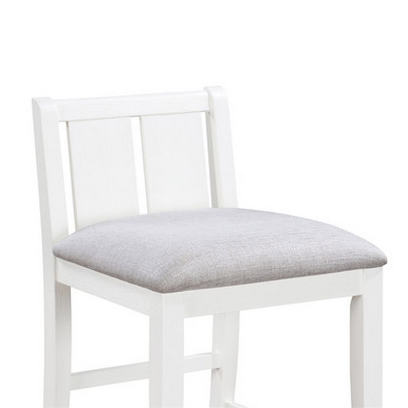 Ham 25 Inch Counter Height Chair Set of 2- Cream Fabric- White Wood Finish