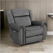 Ben 38 Inch Power Recliner Chair- Soft Cushions Gray Microfiber- Solid Wood