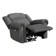 Ben 38 Inch Power Recliner Chair- Soft Cushions Gray Microfiber- Solid Wood