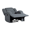 Kate 37 Inch Manual Recliner Chair- Cushions- Blue Microfiber- Solid Wood