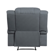 Kate 37 Inch Manual Recliner Chair- Cushions- Blue Microfiber- Solid Wood