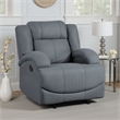 Kate 37 Inch Manual Recliner Chair- Cushions- Blue Microfiber- Solid Wood