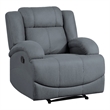 Kate 37 Inch Manual Recliner Chair- Cushions- Blue Microfiber- Solid Wood