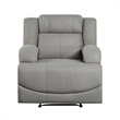 Kate 37 Inch Manual Recliner Chair- Cushions- Gray Microfiber- Solid Wood