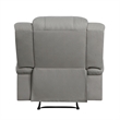 Kate 37 Inch Manual Recliner Chair- Cushions- Gray Microfiber- Solid Wood