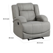 Kate 37 Inch Manual Recliner Chair- Cushions- Gray Microfiber- Solid Wood